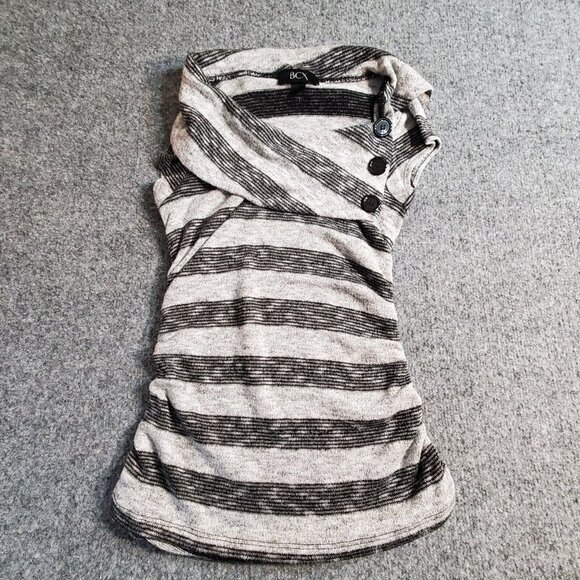 BCX Womens Gray and Black  Cowl-Neck Tunic With Button - Extra Soft - Size Small - Picture 1 of 7